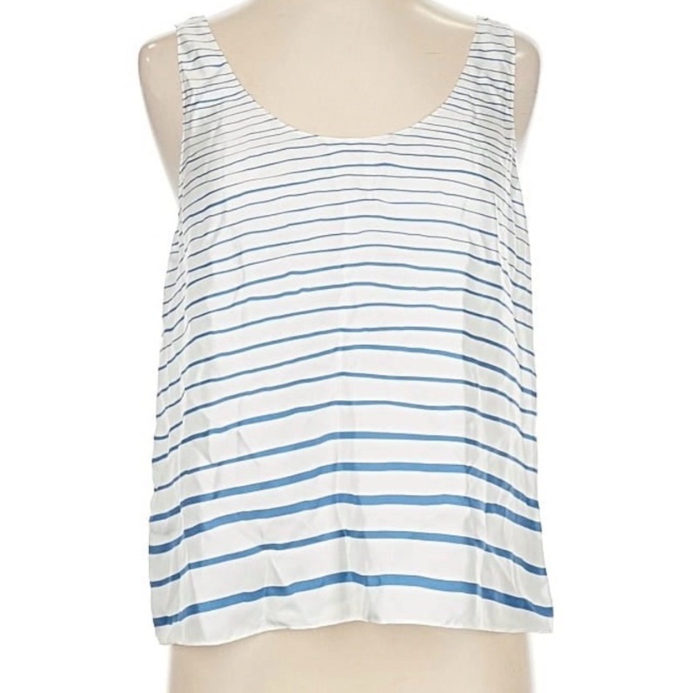 Theory Blue and White Striped Tank Top